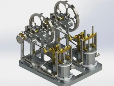 A TWIN CYLINDER SIDE BEAM STEAM ENGINE 3D model