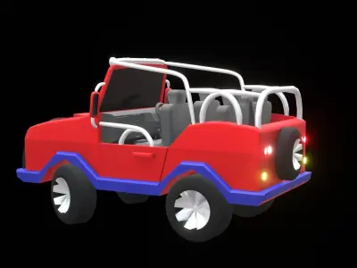 Low Poly Jeep 3D Model for Off-Road Games Adventure Scenes Low-poly 3D model