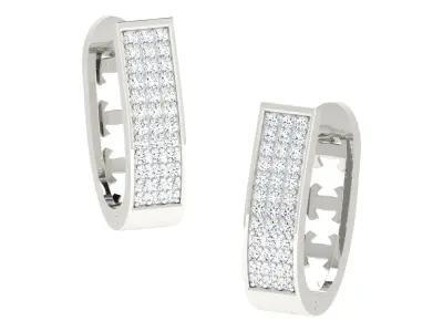 Delicate Fine Diamond Hoop Earrings 3D print model