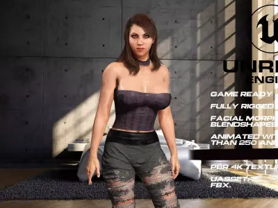 Casual girl full rigged - game ready - animated Low-poly 3D model