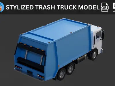 Stylized Trash Truck 3D Model 3D model