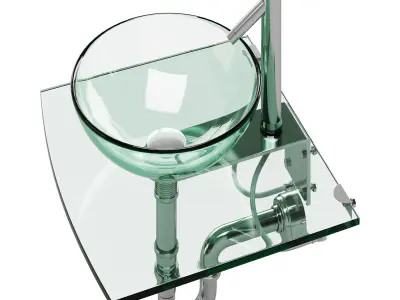 Unique Tempered Glass Wall Mount Vessel Sink 3D model