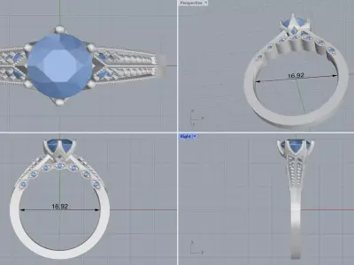 ring woman  3D print model 9