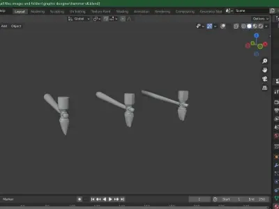 Hammer propeller Low-poly 3D model