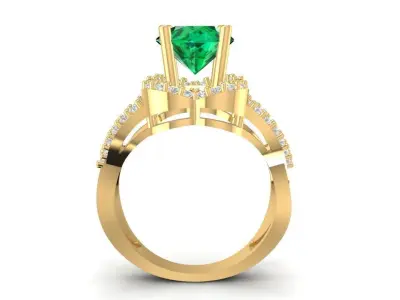 Luxury Emerald Triangle Cut Diamond Ring 3D Model for Women 1725 3D print model