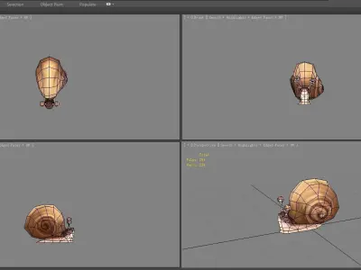 Cartoon brown snail  Low-poly 3D model