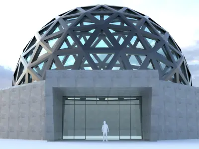 Geodesic Dome with Door Opening and enclosure Panels 3D model