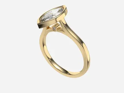 Marquise Diamond Bezel Setting Solitaire Diamond Ring 3D print model