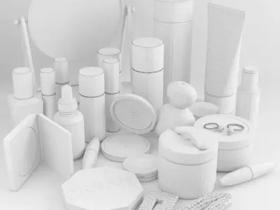 set of big cosmetics 3D model