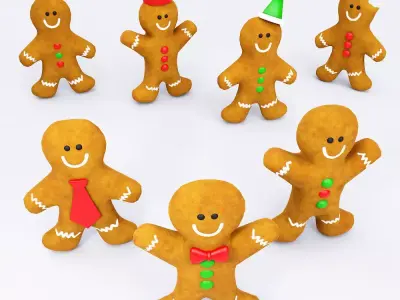 Gingerbread man 3d model Low-poly 3D model