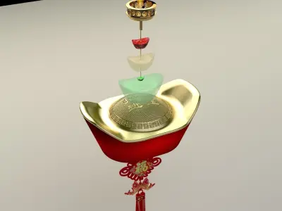 Chinese gold Ingot 3D model