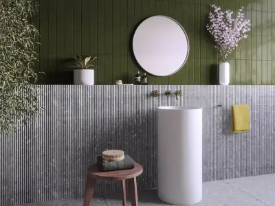 BATHROOM GREEN TITLES Low-poly 3D model