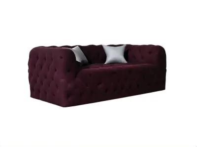 Deep Dark Purple elegant Tufted Sofa Couch Low-poly 3D model