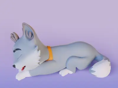 Wolf rigged cartoon  3D model