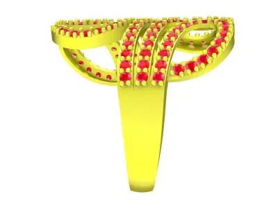 Luxury Abstract Swirl Pave Gemstone Ring for Women 5638 3D print model