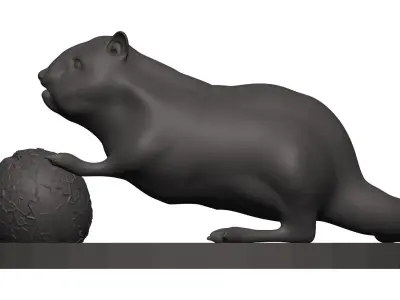 Chipmunk beaver playing with ball 3D model