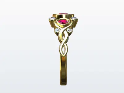 Twisted multi -stone ring 3D print model