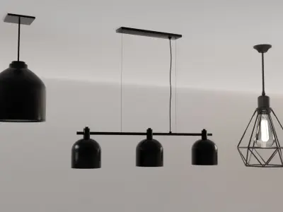 Lamp collection Low-poly 3D model