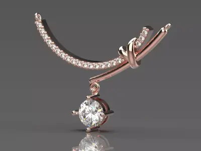 Rose Gold and Diamond Love Knot STL Pendant Model jp0093 3D print model