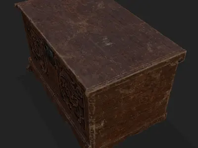 Small Rustic Medieval Wooden Chest Low-poly 3D model