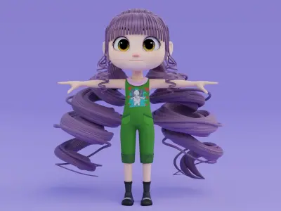 Cartoon Girl - Fully RIgged 3D model