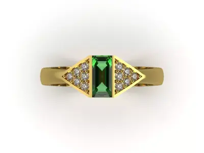 Yellow Gold stl 3dm Ring with Emerald Diamonds Model jr00216 3D print model