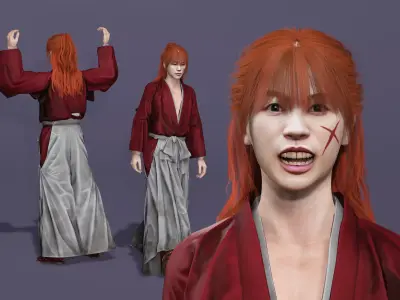 Samurai Himura Kenshin Realistic 3D Character Model Rigged UE5 3D model