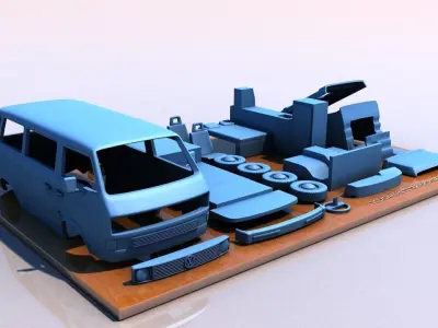 VOLKSWAGEN T3 TRANSPORTER WESTFALIA 1980 3D print model