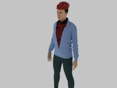 Skateboarding Character Low-poly 3D model