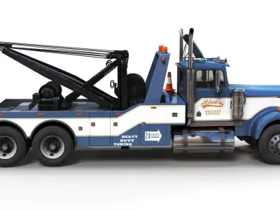 Kenworth W900A wrecker truck Low-poly 3D model