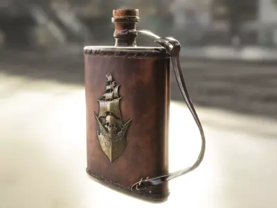 Pirate Ship Flask Low-poly 3D model