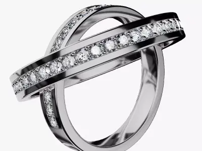 Half Eternity Diamond Wedding Ring for 3d print and rendering 3D print model