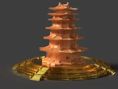 Chinese ancient tower  3D model 3