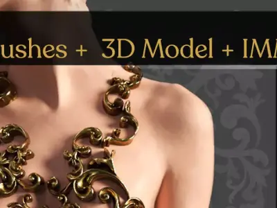 Ornament Brushes  3D Model  IMM Brush                   Vol 02 Low-poly 3D model