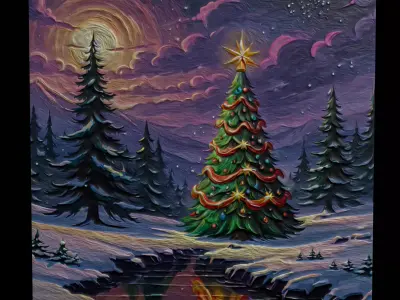 Christmas Tree Painting Four Low-poly 3D model