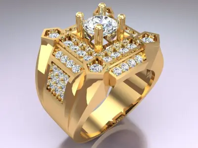 Diamond Rings - Mens Rings - N334 3D print model