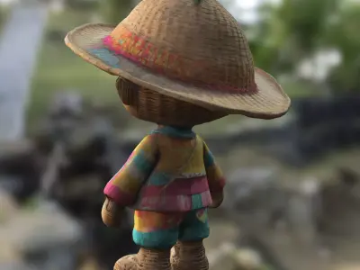 Cute Straw Doll Low-poly 3D model