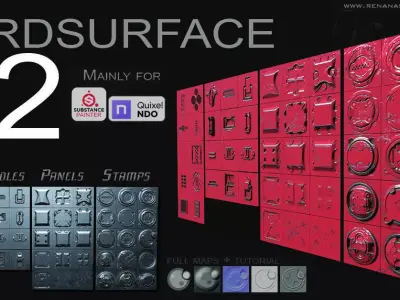 HARDSURFACE ESSENTIAL ALPHAS PACK Free 3D model