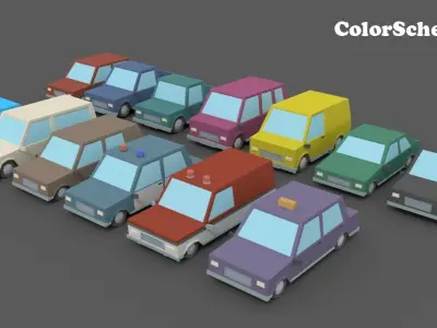 LowPoly Vehicles Pack Low-poly 3D model