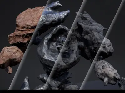 Stone golem low-poly game engine ready 3D model Low-poly 3D model