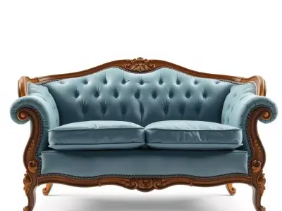 Elegant Blue Sofa model pack Low-poly 3D model