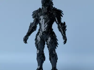 Cyberpunk Eagle Full Body  STL Sculpture for 3D Printing 3D print model