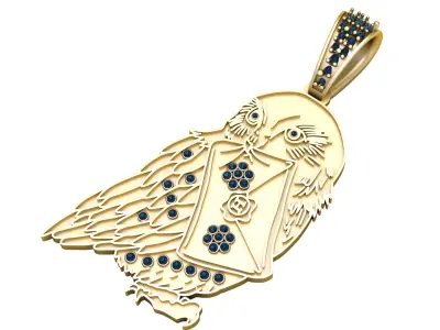 OWL BIRD SAPPHIRE PENDANT 3D PRINTABLE MODEL  3D print model