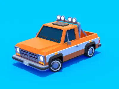Pickup truck Low-poly 3D model