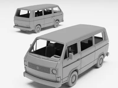 VW T3 - H0 scale van model kit 3D print model