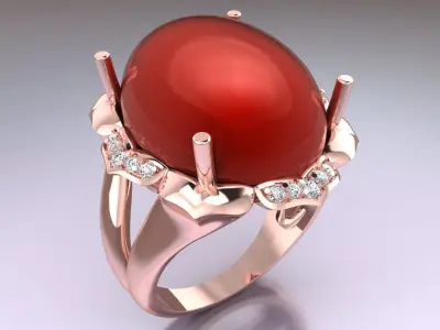 Oval Stone Ring - GN255 3D print model