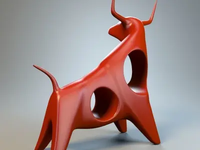 Angry bull figurine 3D model