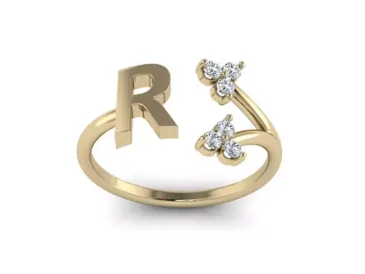 Jewelry Alphabet Ring R with Diamonds  3D print model