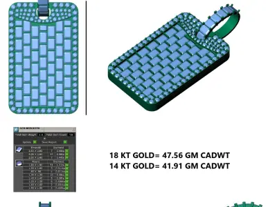 Luxury Brick-Set Dog Tag Pendant 3D print model