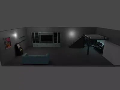 desk gaming room complete 3D model